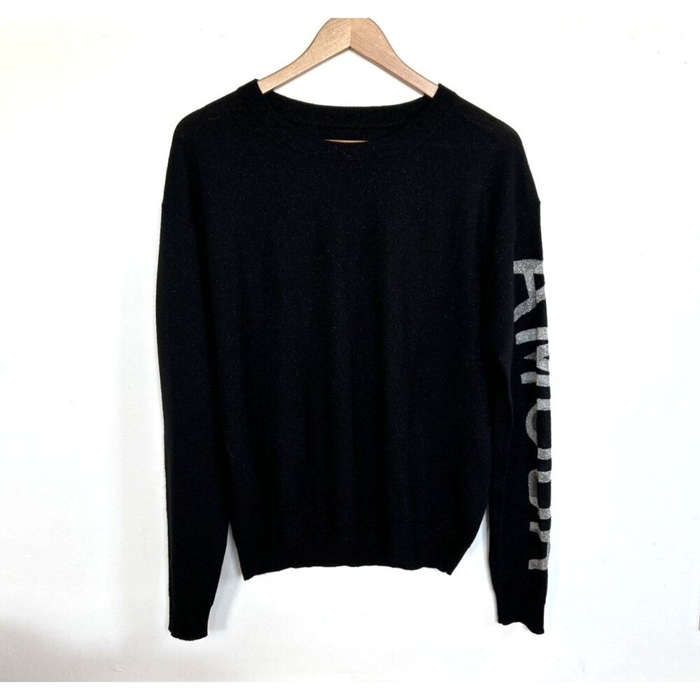 ZADIG & VOLTAIRE  Kansas ML Amour Black Silver Sheen Wool Blend Sweater Size XS